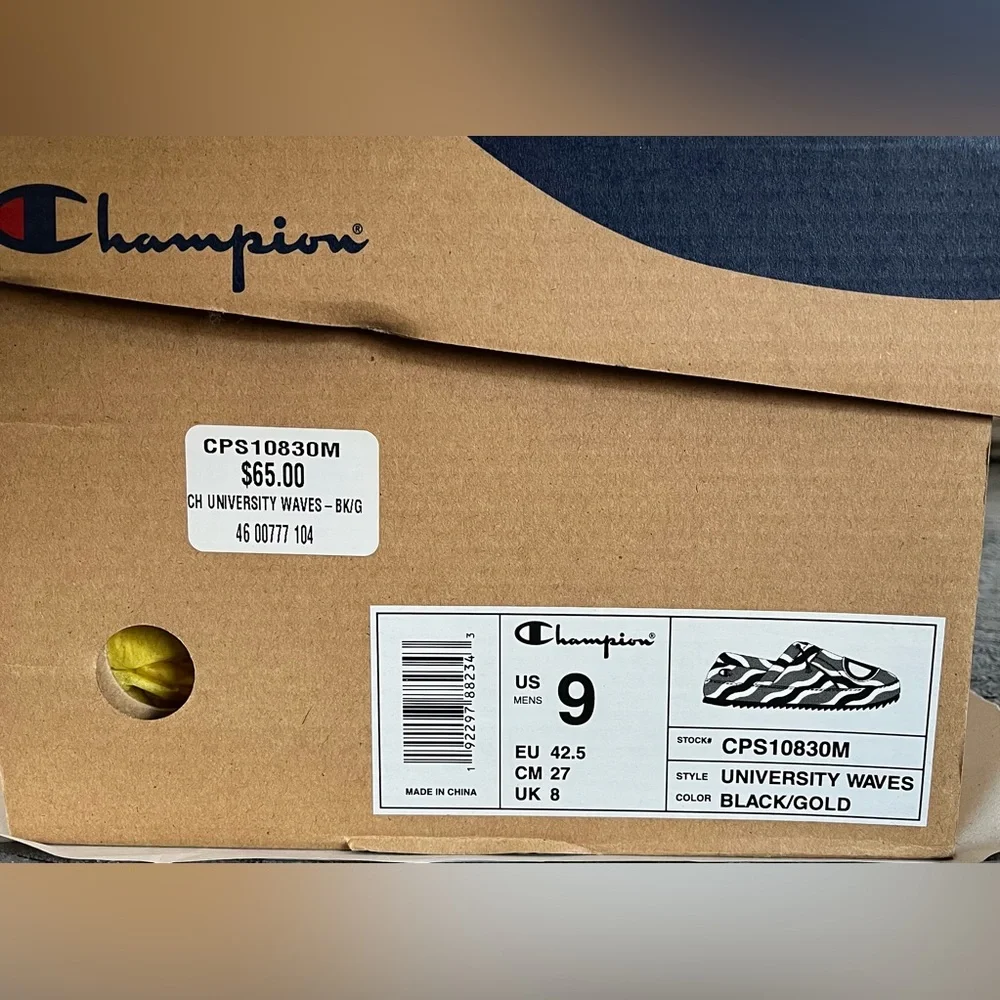 CHAMPION UNIVERSITY WAVES TERRY CLOTH COMFORT SLIPPERS IOB